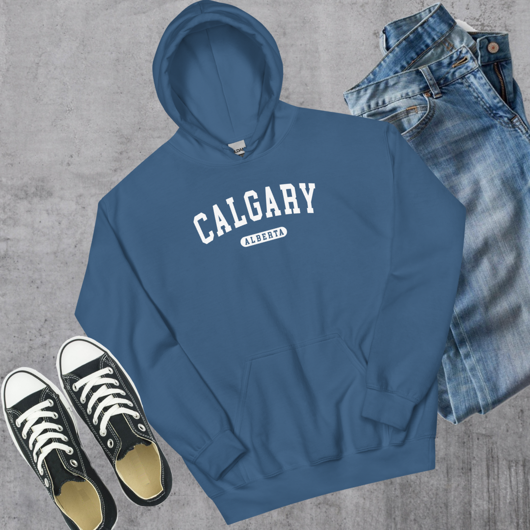 Calgary Alberta College Hoodie Indigo Blue S